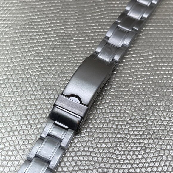 12mm - 16mm Stainless Steel Watch Bracelet with Fold-Over Clasp with Flap.